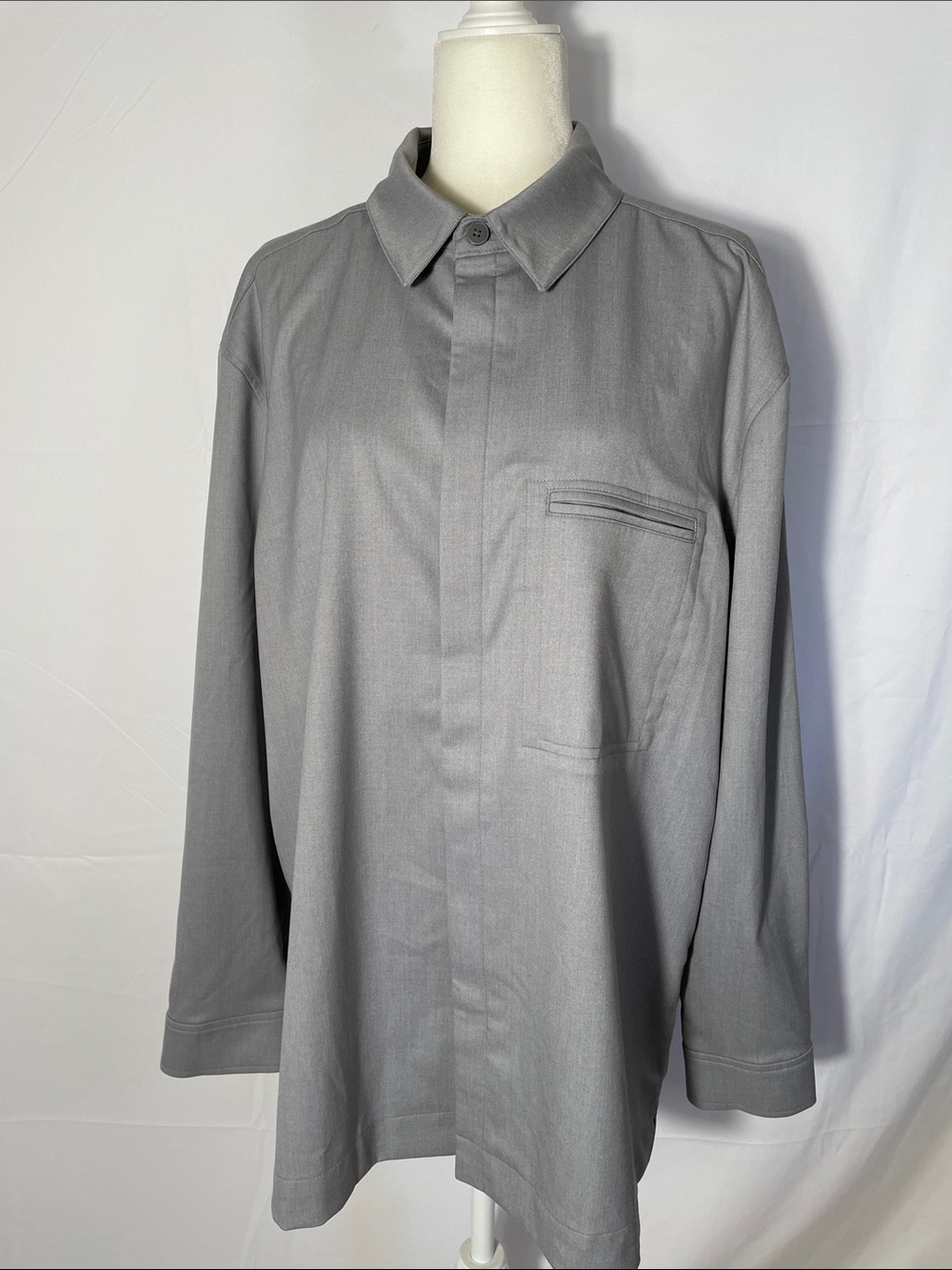 Alfani Light Gray Button-Up Shirt Jacket